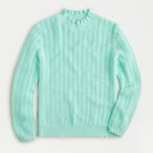 J. CREW Pointelle Ruffle Neck Sweater - Picture 1 of 8